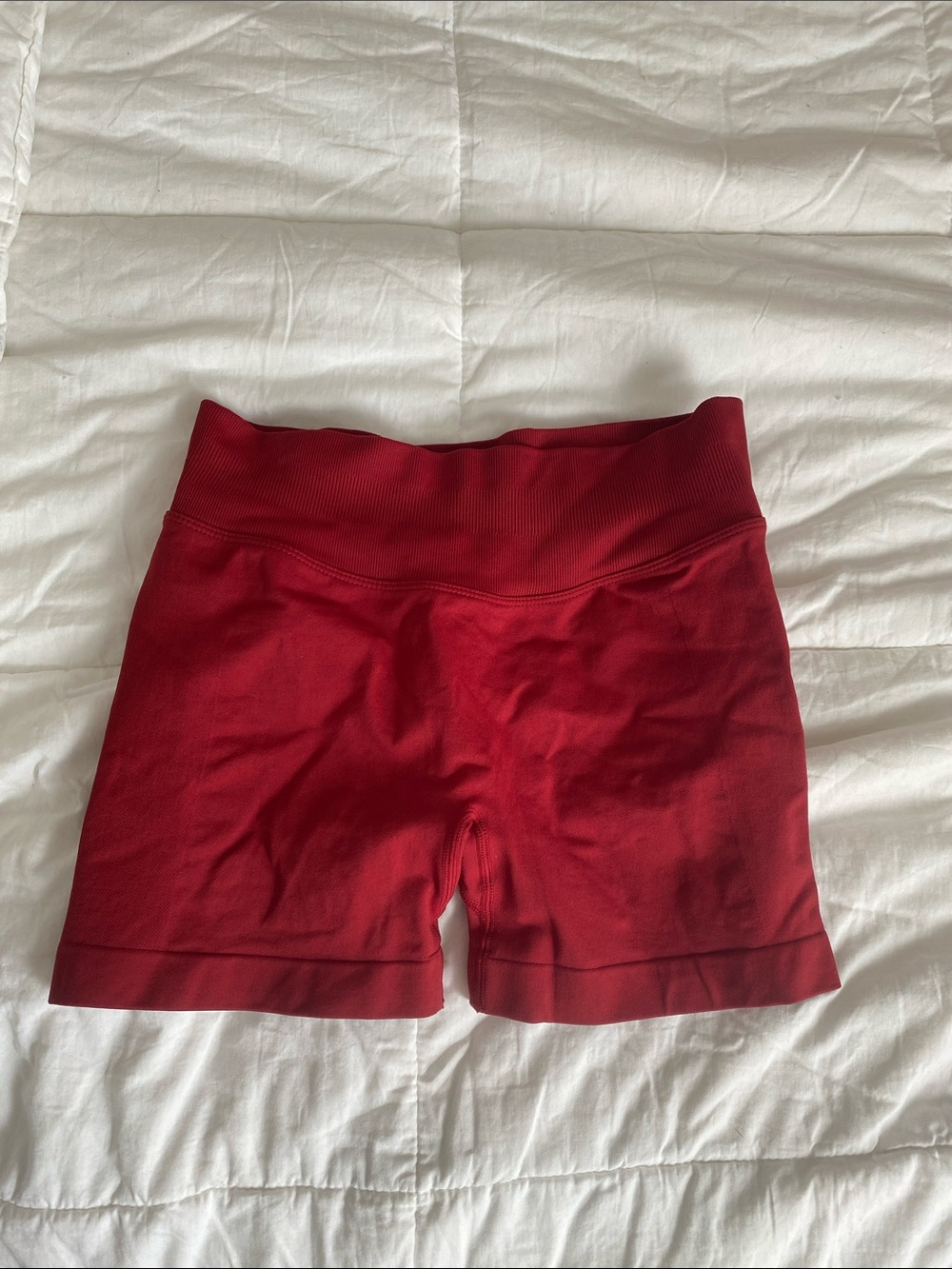 Women's High-Waist Red Active Shorts